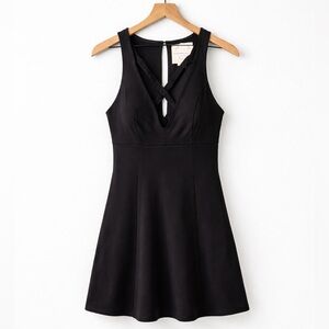 Free People Crisscross V-Neck Little Black Mini Dress